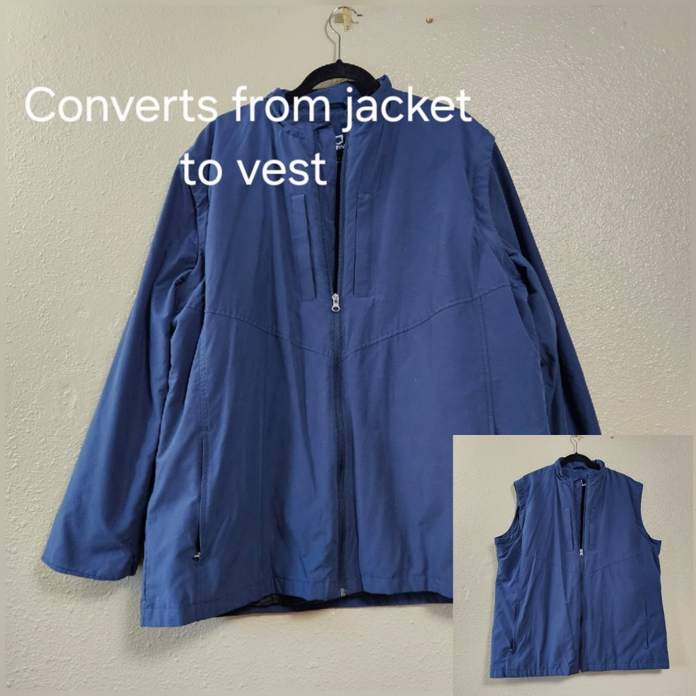 ❤️ SCOTTeVEST TEC Men's M2 Sz XL Blue Travel Utility Jacket To Vest Multi Pocket